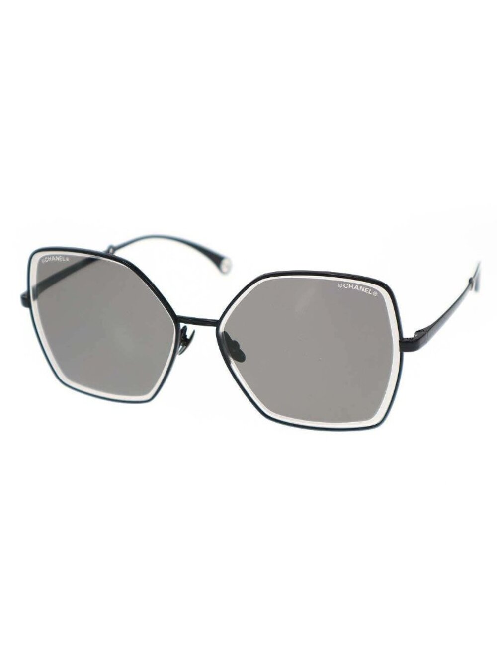Chanel Pearl Code Butterfly Frame Sunglasses Black 59 Eyewear - Picture 2 of 10